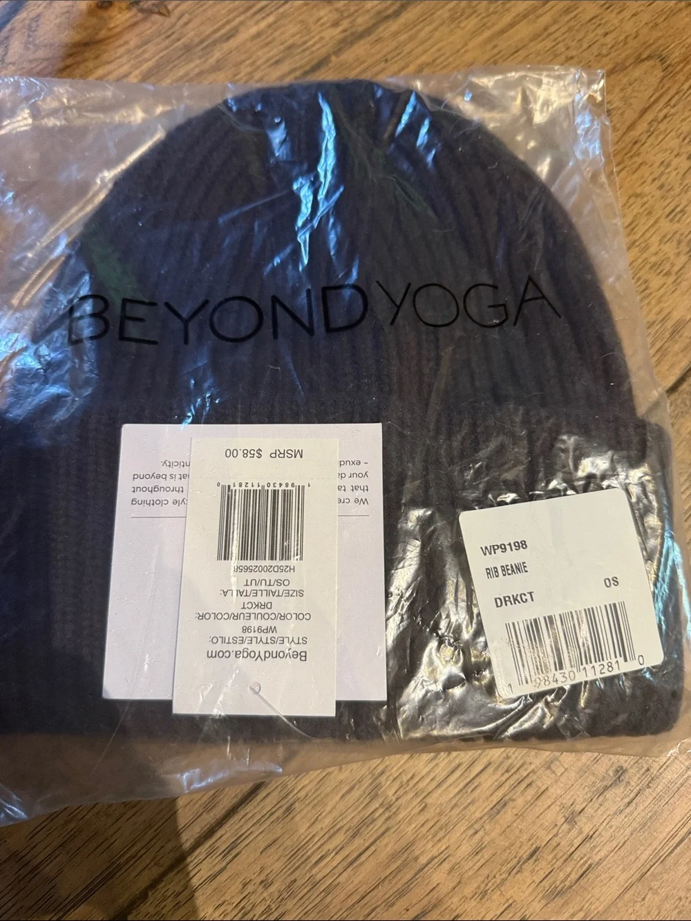 Beyond Yoga Dark Gray Ribbed Knit Beanie
